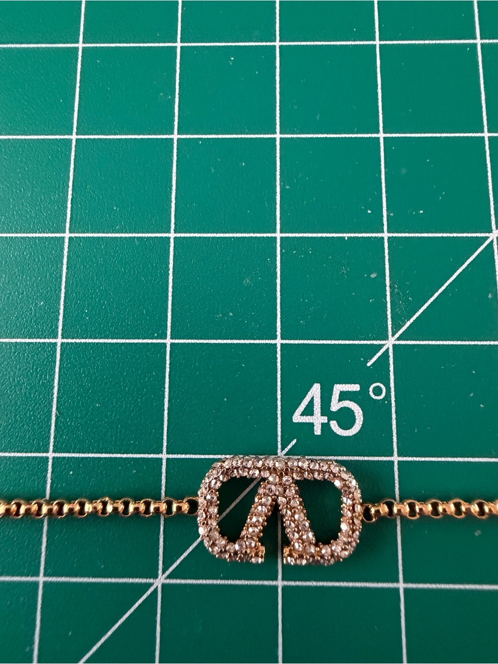 Valentino Gold-Tone Crystal V Logo Necklace with Clear Stones - Picture 3 of 6